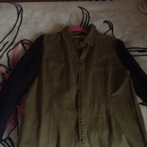 Army green and blue sweater jacket size “L”